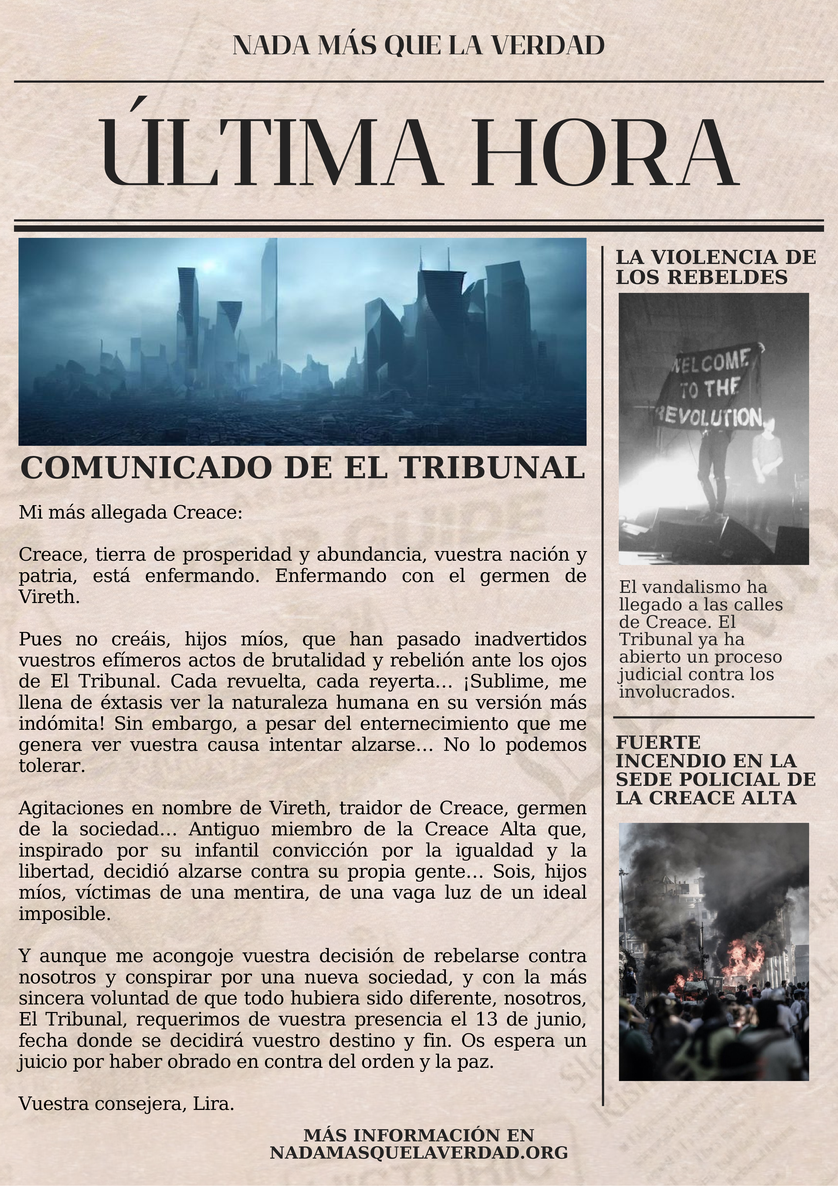 COMUNICADO DE EL TRIBUNAL